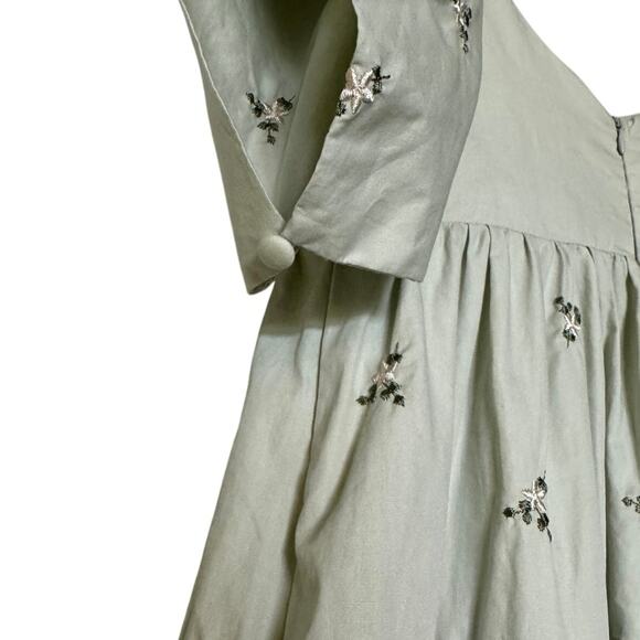 En Saison Womens Green Floral Embroidery Flutter Short Sleeve Mini Dress Size XS - Picture 3 of 8